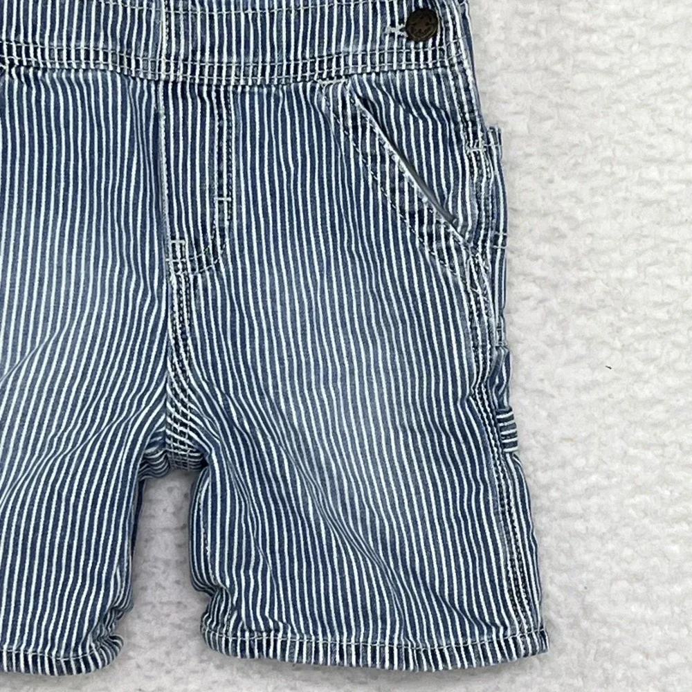 OshKosh Bgosh Kids Hickory Stripe Denim Overalls Blue White Shortalls Bibs